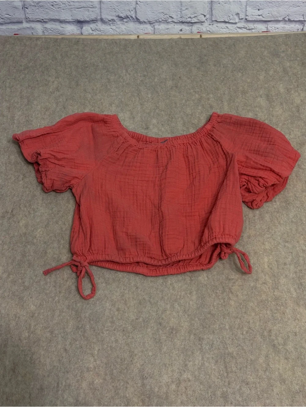 Old Navy Girls Off-Shoulder Coral Crop Top